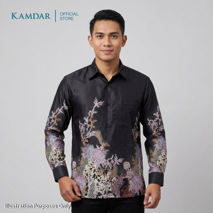 KAMDAR – Seroja Batik Shirt Comfort Fit Long Sleeves | Corak Bunga Peoni