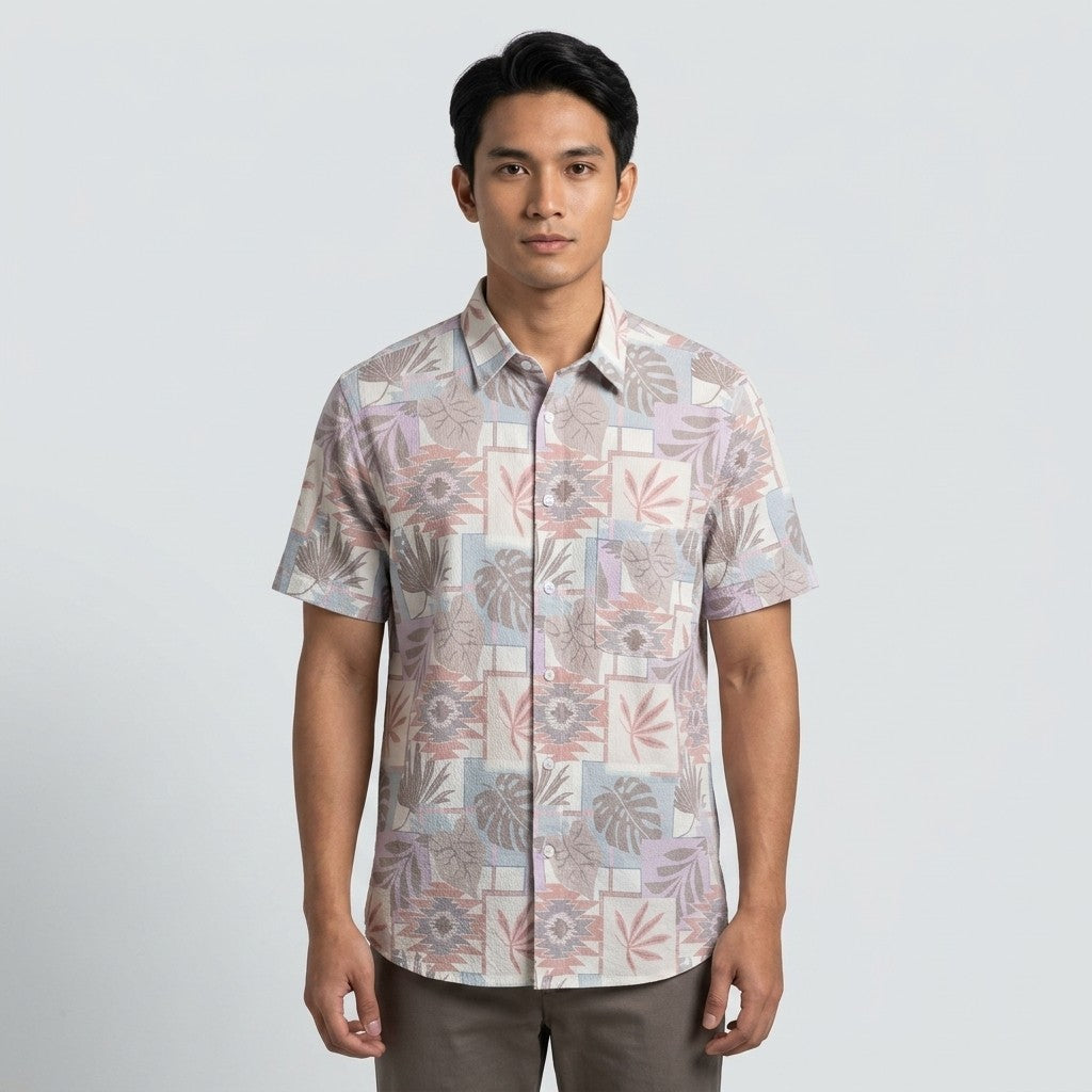 KAMDAR Asterion Lycra Shirt Lelaki | Kemeja Lengan Pendek Stretchable Breathable | Smart Casual | M-5XL