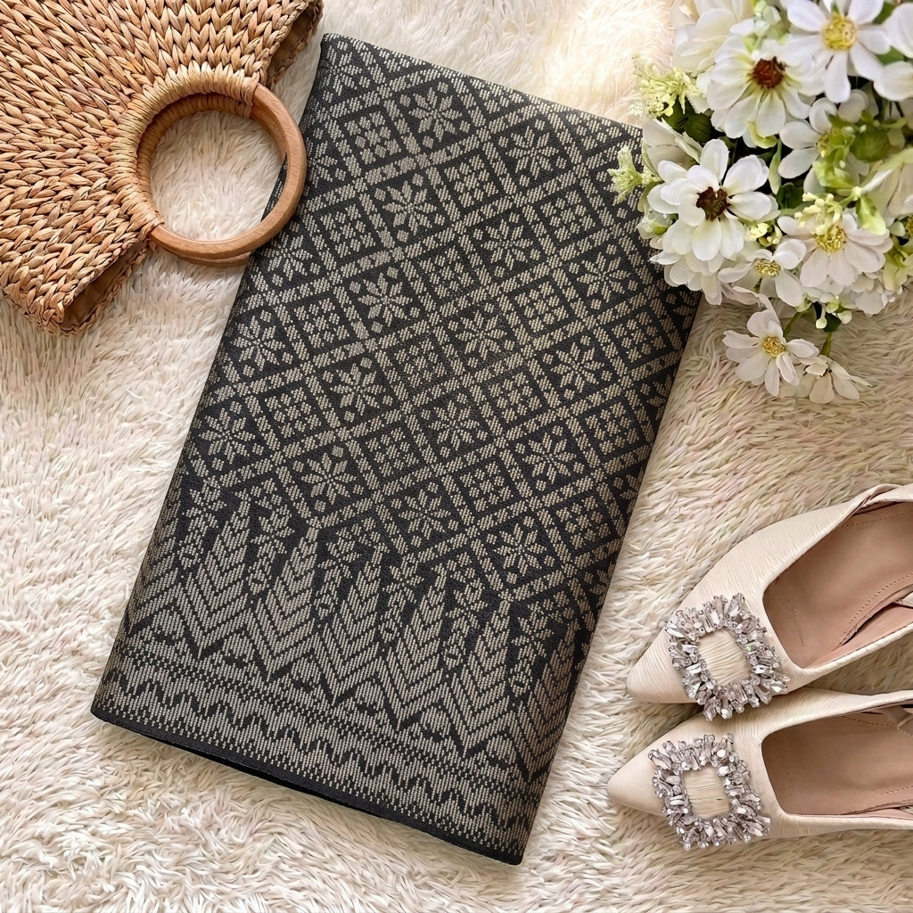 KAMDAR – Bunga Tanjung Songket Metallic Kain Pasang | Songket Tradisional Berkualiti – 2M/4M
