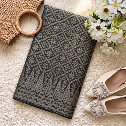 KAMDAR – Bunga Tanjung Songket Metallic Kain Pasang | Songket Tradisional Berkualiti – 2M/4M