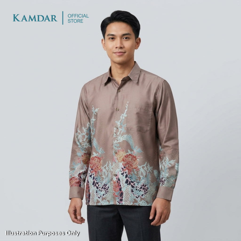 KAMDAR – Seroja Batik Shirt Comfort Fit Long Sleeves | Corak Bunga Peoni