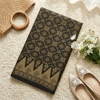 KAMDAR – Bunga Tanjung Songket Metallic Kain Pasang | Songket Tradisional Berkualiti – 2M/4M