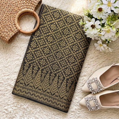 KAMDAR – Bunga Tanjung Songket Metallic Kain Pasang | Songket Tradisional Berkualiti – 2M/4M
