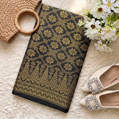 KAMDAR – Bunga Tanjung Songket Metallic Kain Pasang | Songket Tradisional Berkualiti – 2M/4M