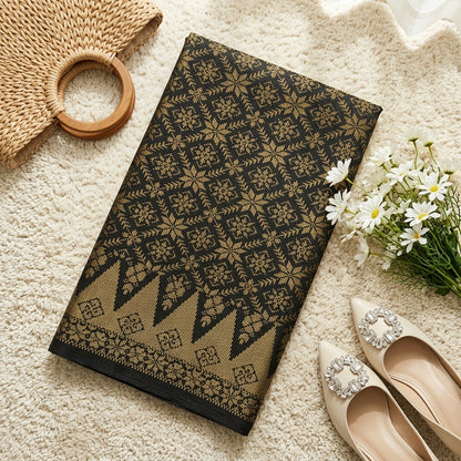 KAMDAR – Bunga Tanjung Songket Metallic Kain Pasang | Songket Tradisional Berkualiti – 2M/4M