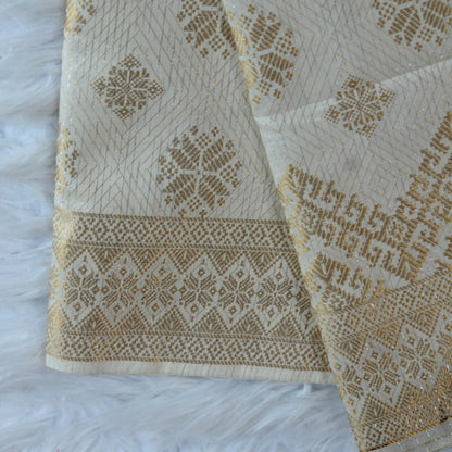 KAMDAR Songket Pyramid One Side Border Bidang 44" Open Meter (Kain Ela) - Ironless & Tak Jarang
