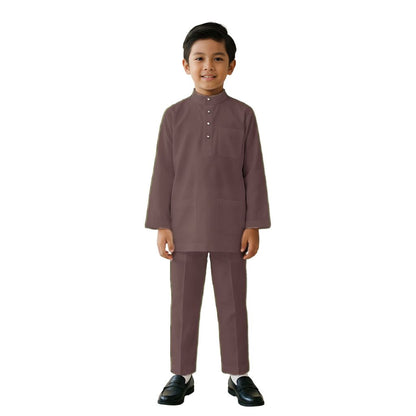 KAMDAR Khalish Modern Cekak Musang Baju Melayu Budak Lelaki Kain Cotton Free Butang