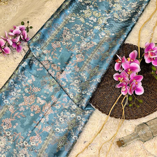 KAMDAR – Rayanza Satin Digital Prints | Floral Halus Tonal | Kain Baju Kurung