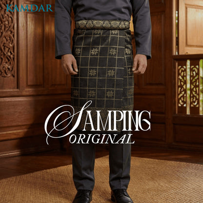 KAMDAR Sultan Stripe Sampin Original 36” x 2.25m – Tenun Synthetic Silk | Sampin Lelaki Raya