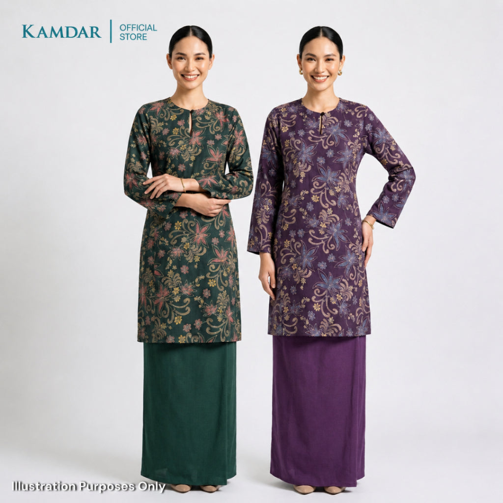 KAMDAR – Cempaka Baju Kurung Pesak Gantung Chaneli Premium Wanita | Set Moden Eksklusif | S-3XL