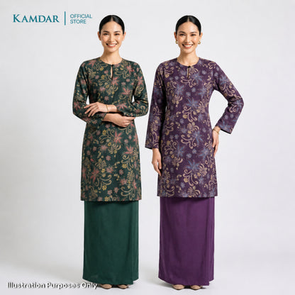 KAMDAR – Cempaka Baju Kurung Pesak Gantung Chaneli Premium Wanita | Set Moden Eksklusif | S-3XL
