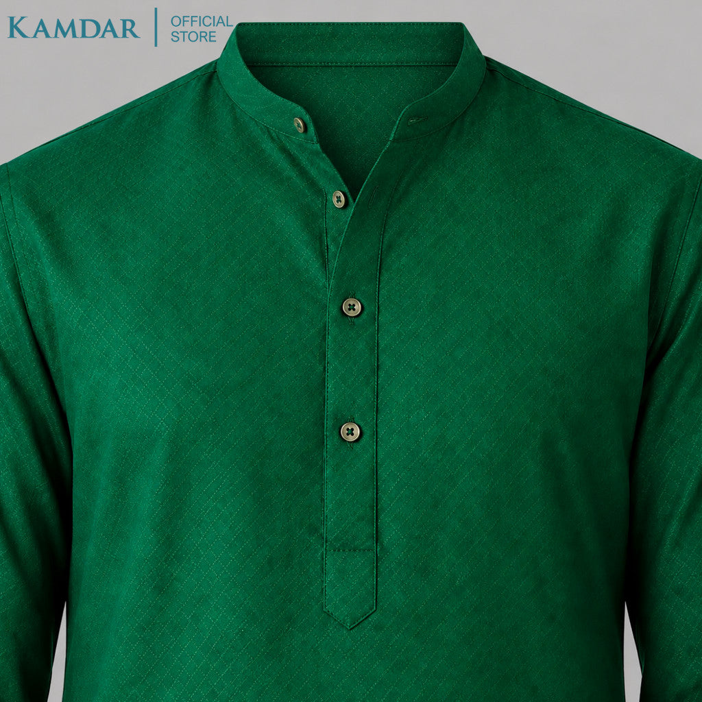 KAMDAR – Baju Kurta Pendek Lelaki Kain Bercorak Berlian | Baju Deepavali Moden