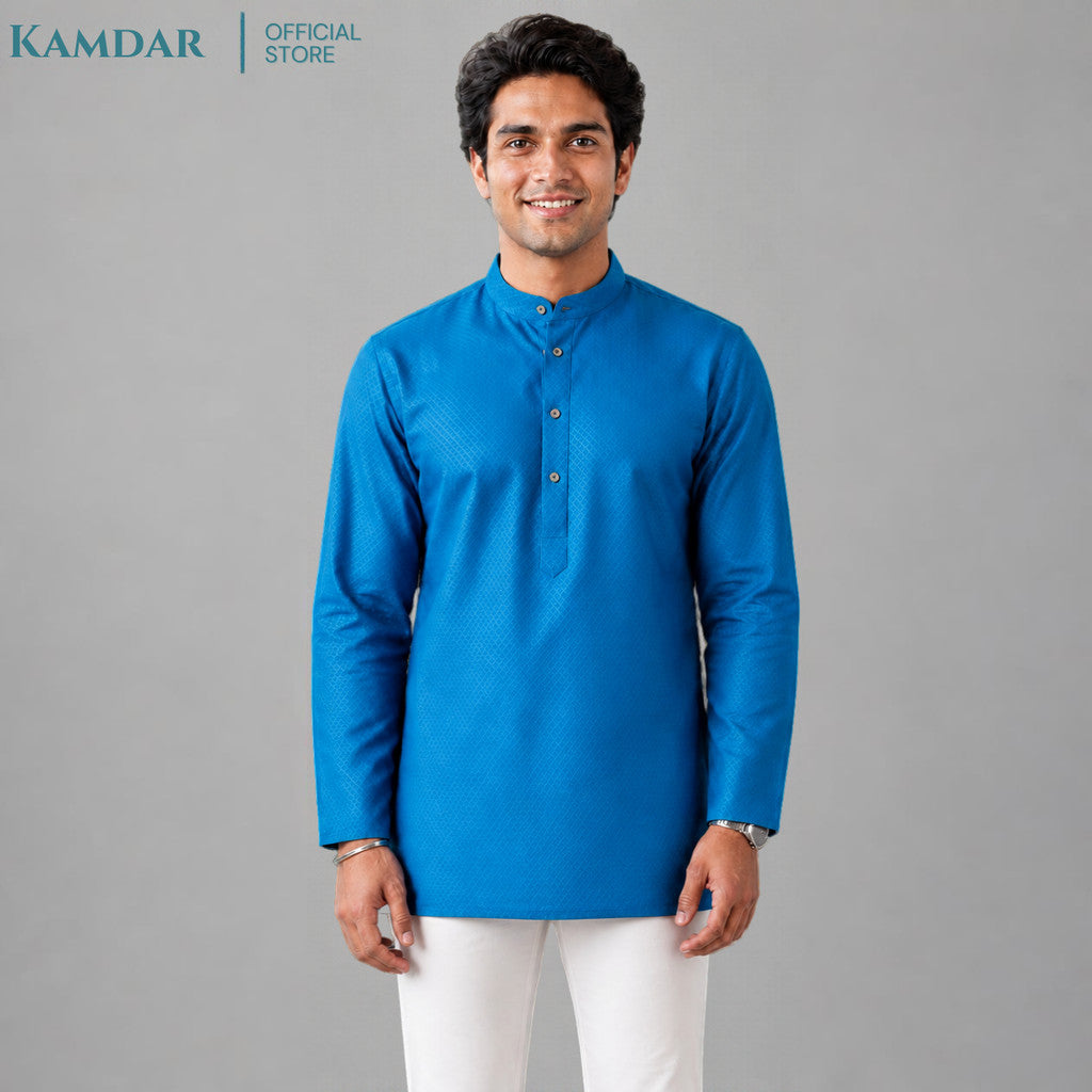 KAMDAR – Baju Kurta Pendek Lelaki Kain Bercorak Berlian | Baju Deepavali Moden