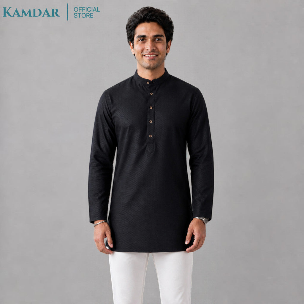 KAMDAR – Baju Kurta Pendek Lelaki Kain Bercorak Berlian | Baju Deepavali Moden