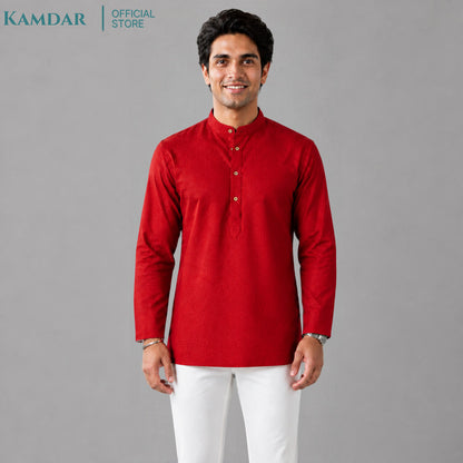 KAMDAR – Baju Kurta Pendek Lelaki Kain Bercorak Berlian | Baju Deepavali Moden