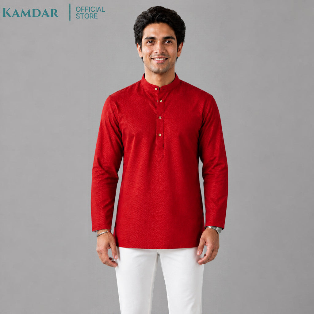 KAMDAR – Baju Kurta Pendek Lelaki Kain Bercorak Berlian | Baju Deepavali Moden