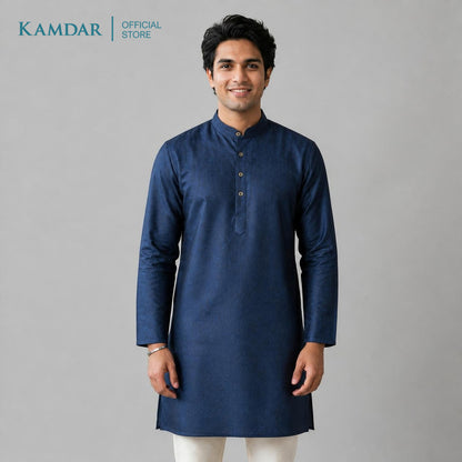 KAMDAR – Baju Kurta Panjang Lelaki Corak Chikan Kain Plain | Baju Deepavali Lelaki