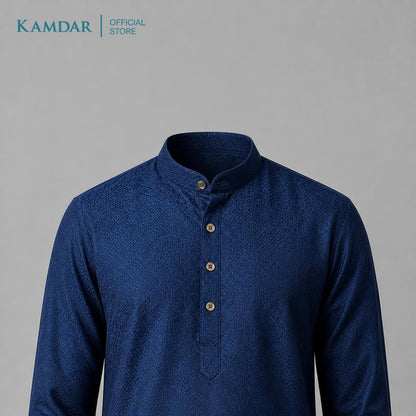 KAMDAR – Baju Kurta Panjang Lelaki Corak Chikan Kain Plain | Baju Deepavali Lelaki