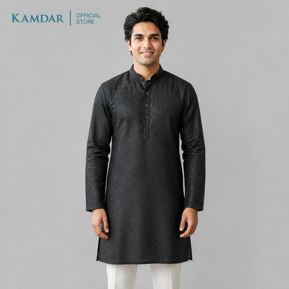 KAMDAR – Baju Kurta Panjang Lelaki Corak Chikan Kain Plain | Baju Deepavali Lelaki