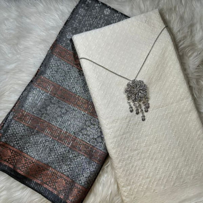KAMDAR Combo Set Kain Cotton Eyelet & Matching Songket  Kain Pasang - Ironless & Tak Jarang