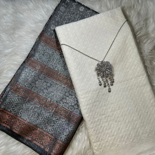 KAMDAR Combo Set Kain Cotton Eyelet & Matching Songket  Kain Pasang - Ironless & Tak Jarang