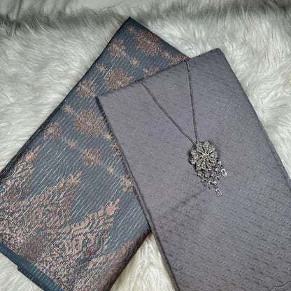 KAMDAR Combo Set Kain Cotton Eyelet & Matching Songket  Kain Pasang - Ironless & Tak Jarang