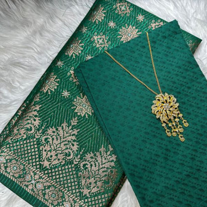 KAMDAR Combo Set Kain Cotton Eyelet & Matching Songket  Kain Pasang - Ironless & Tak Jarang