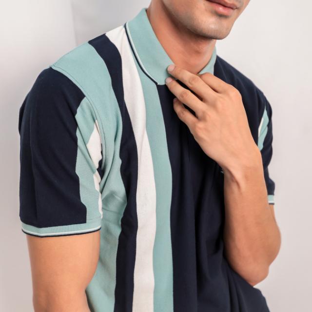 KAMDAR Stripe Polo T-Shirt Casual Short Sleeve Cotton Microfiber Casual Fashion T-Shirt Berkolar