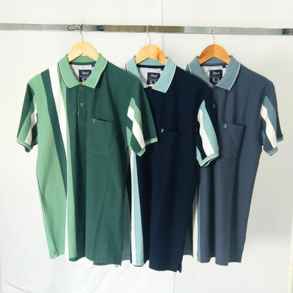 KAMDAR Stripe Polo T-Shirt Casual Short Sleeve Cotton Microfiber Casual Fashion T-Shirt Berkolar
