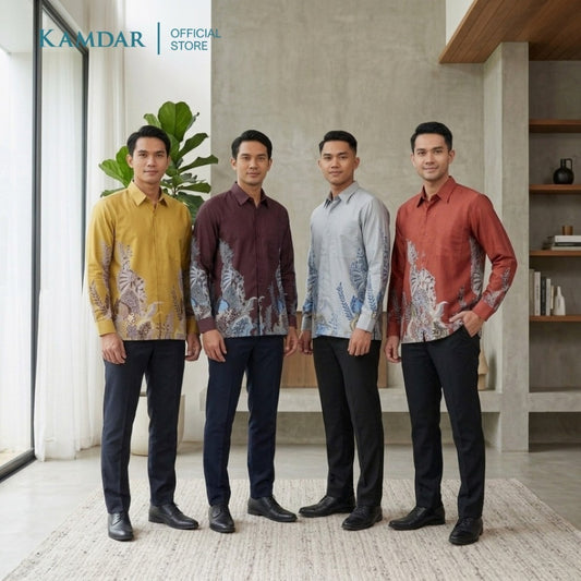 KAMDAR – Angsana Batik Shirt Comfort Fit Long Sleeves | Corak Bunga Jambangan