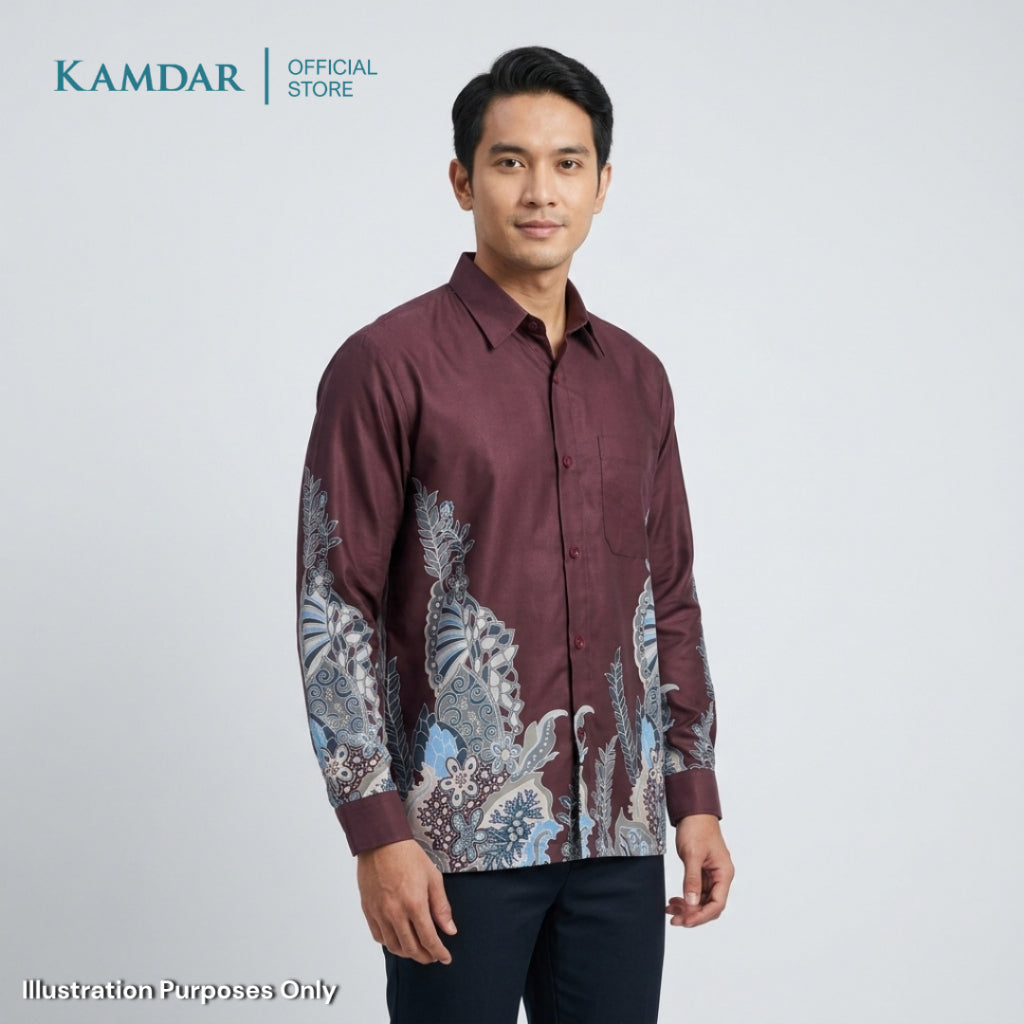 KAMDAR – Angsana Batik Shirt Comfort Fit Long Sleeves | Corak Bunga Jambangan