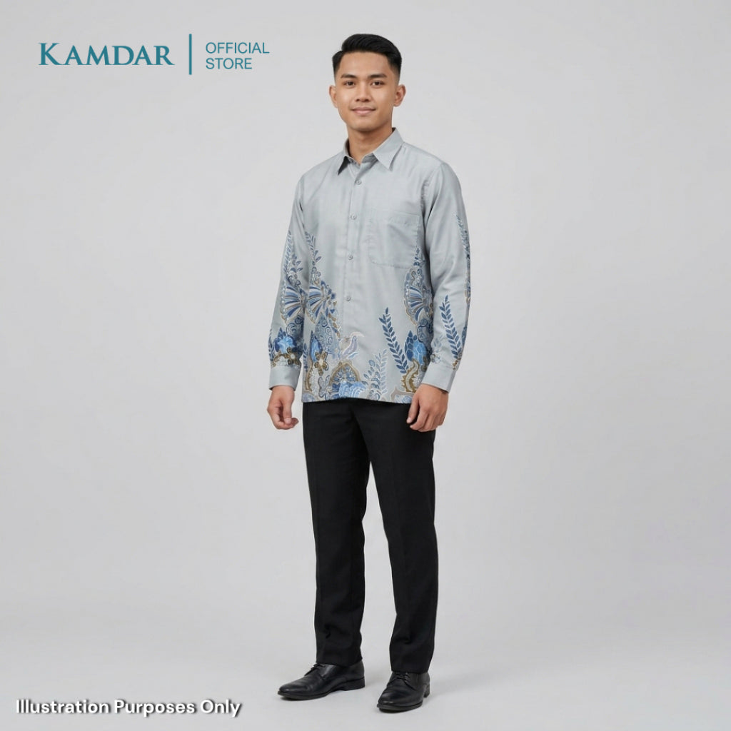 KAMDAR – Angsana Batik Shirt Comfort Fit Long Sleeves | Corak Bunga Jambangan