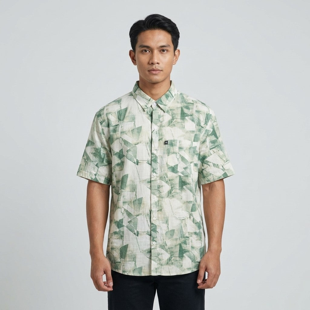 KAMDAR Auric Linen Shirt Lelaki | Kemeja Lengan Pendek Linen Breathable | Smart Casual | M-5XL