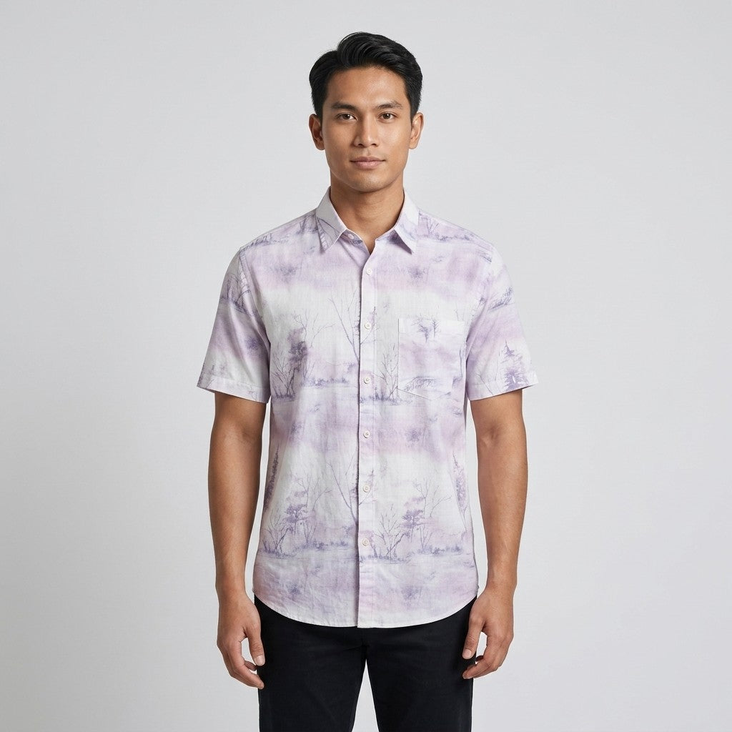 KAMDAR Auric Linen Shirt Lelaki | Kemeja Lengan Pendek Linen Breathable | Smart Casual | M-5XL