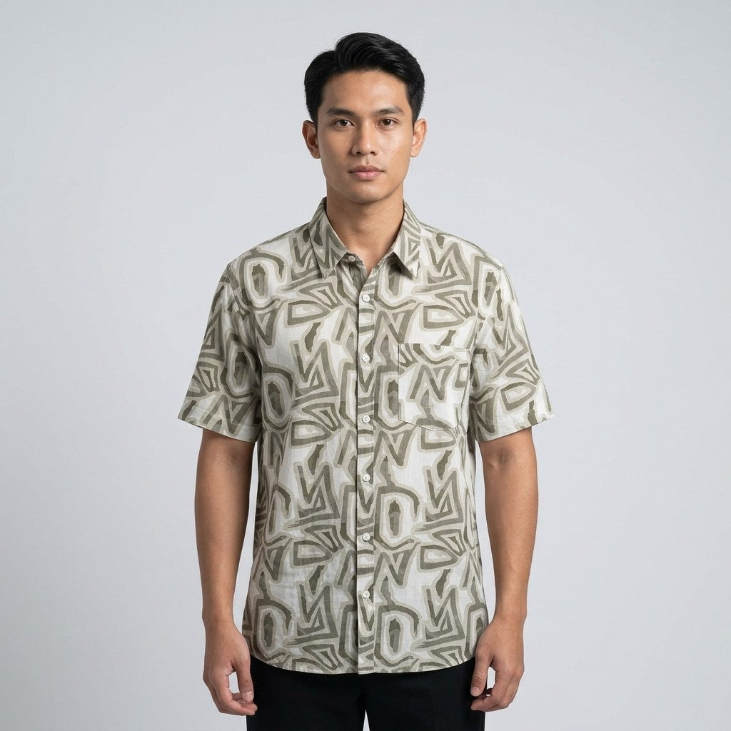 KAMDAR Auric Linen Shirt Lelaki | Kemeja Lengan Pendek Linen Breathable | Smart Casual | M-5XL