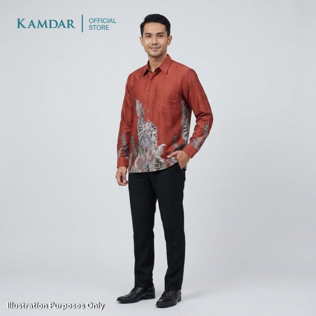 KAMDAR – Angsana Batik Shirt Comfort Fit Long Sleeves | Corak Bunga Jambangan