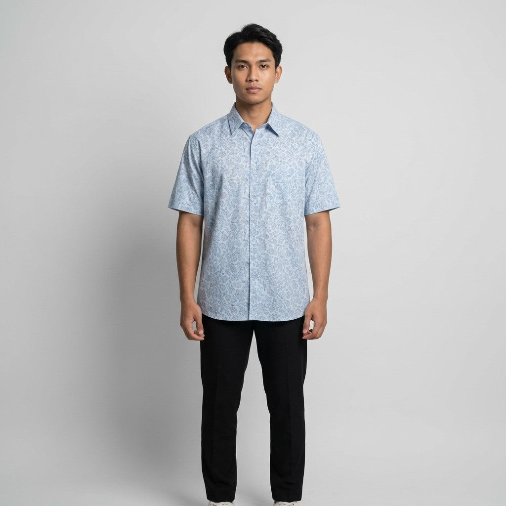 KAMDAR Auric Linen Shirt Lelaki | Kemeja Lengan Pendek Linen Breathable | Smart Casual | M-5XL
