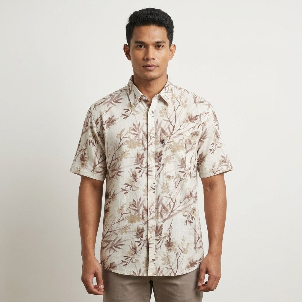 KAMDAR Auric Linen Shirt Lelaki | Kemeja Lengan Pendek Linen Breathable | Smart Casual | M-5XL
