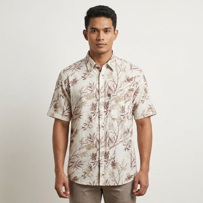 KAMDAR Auric Linen Shirt Lelaki | Kemeja Lengan Pendek Linen Breathable | Smart Casual | M-5XL