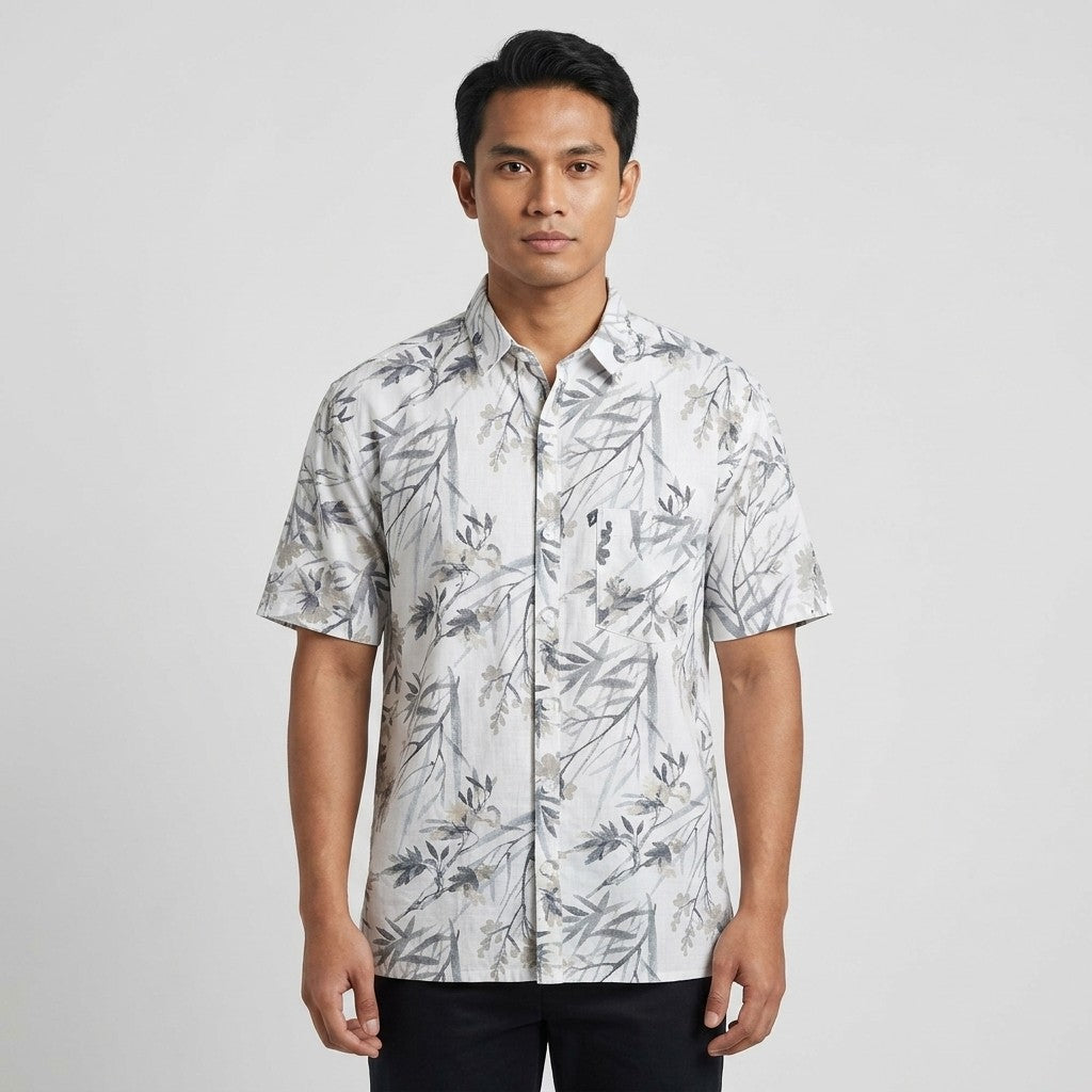 KAMDAR Auric Linen Shirt Lelaki | Kemeja Lengan Pendek Linen Breathable | Smart Casual | M-5XL