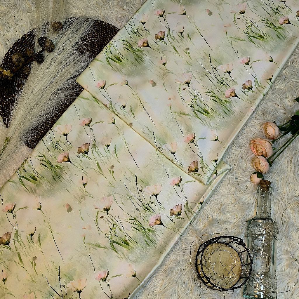 Matelda Kain Acetate Satin Digital Print – Wildflower Watercolour