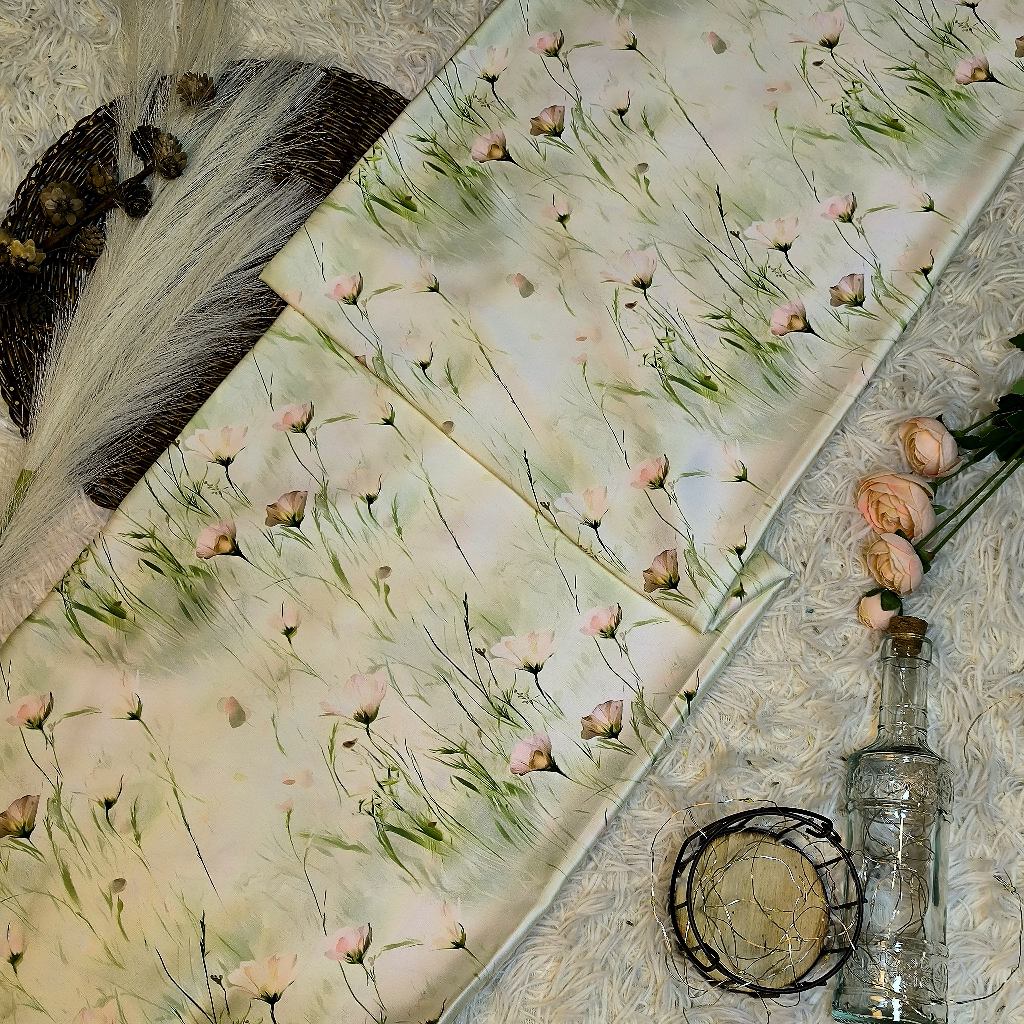 Matelda Kain Acetate Satin Digital Print – Wildflower Watercolour