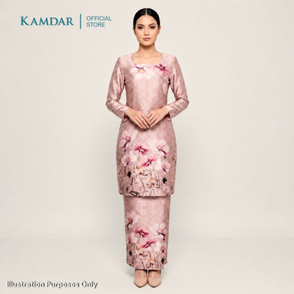 KAMDAR – Ivory Satin Digital Prints | Bunga Magnolia | Corak Digital Moden