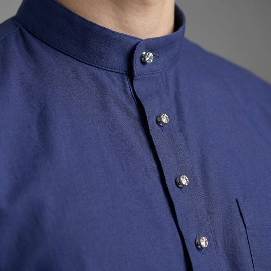 KAMDAR Khalish Modern Cekak Musang Baju Melayu Dewasa Kain Cotton Free Butang