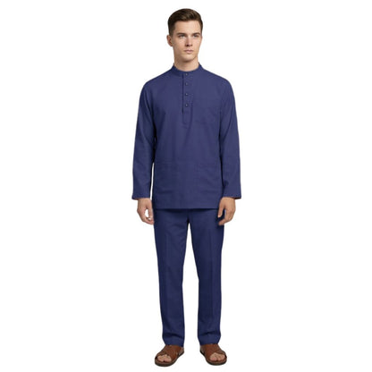KAMDAR Khalish Modern Cekak Musang Baju Melayu Dewasa Kain Cotton Free Butang