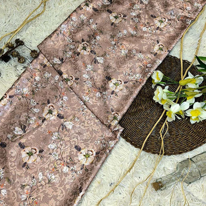 KAMDAR – Ivory Satin Digital Prints | Bunga Magnolia | Corak Digital Moden