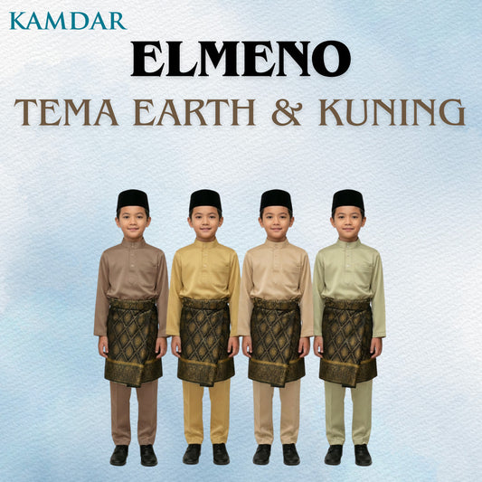 KAMDAR Tema Earth & Kuning Elmeno Baju Melayu Cekak Musang Budak Lelaki