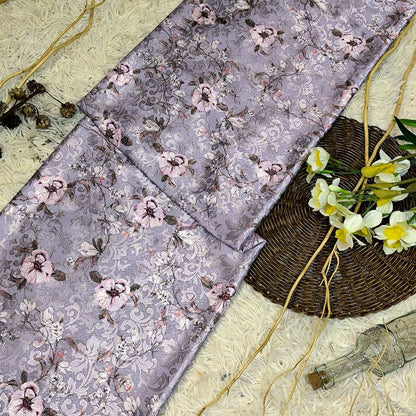 KAMDAR – Ivory Satin Digital Prints | Bunga Magnolia | Corak Digital Moden