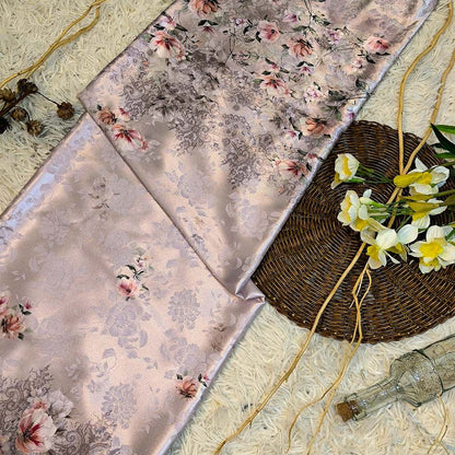 KAMDAR – Ivory Satin Digital Prints | Bunga Magnolia | Corak Digital Moden