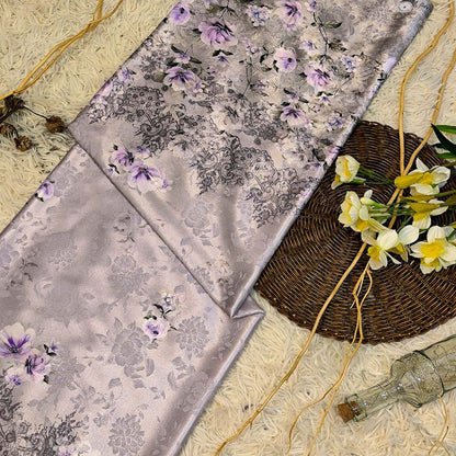 KAMDAR – Ivory Satin Digital Prints | Bunga Magnolia | Corak Digital Moden